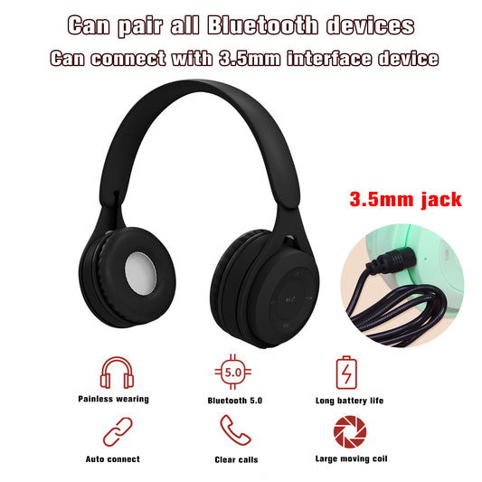 HW Lovely Y08 Bluetooth v5.0 Macaron Colorful Headphone Wireless Upgraded Headphones Support TF card