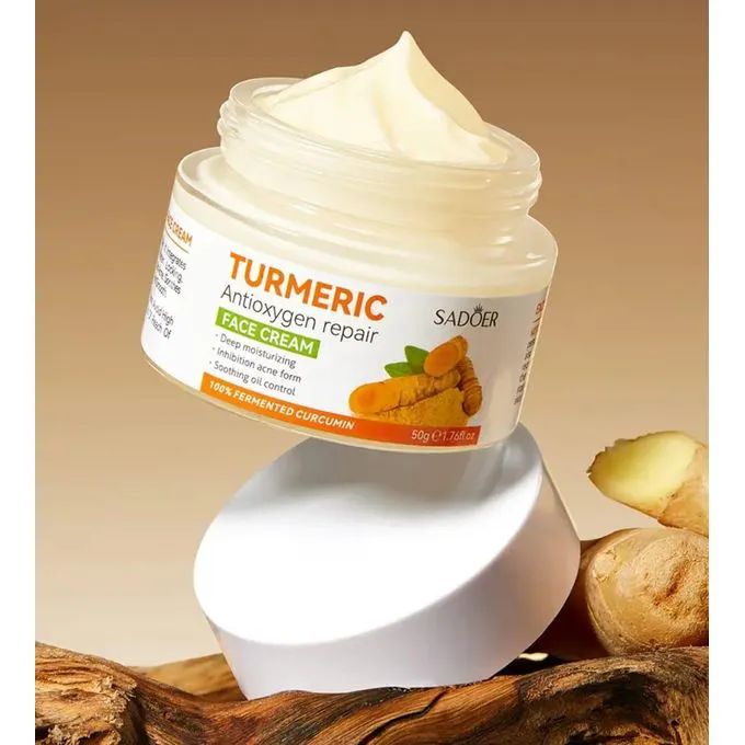 Sadoer Turmeric Cream, Tumeric Cream Anti Oxidation, Face Cream For Deep Moisturizing akin to Vitamin C, Prevents Acne, Oil Control and Soothing, Skin Repair