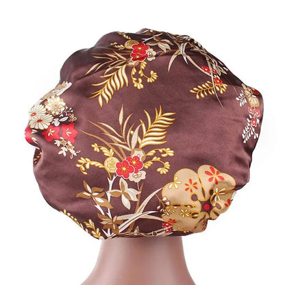 Satin Sleeping Bonnet Headscarf Hat Headwraps Women Curly Springy Hair Wrap Silk Shower Cap Head Scarf Headwear Night Sleep Hat Adjust Head Cover Styling Accessories Soft Elastic Band Wide-Brimmed