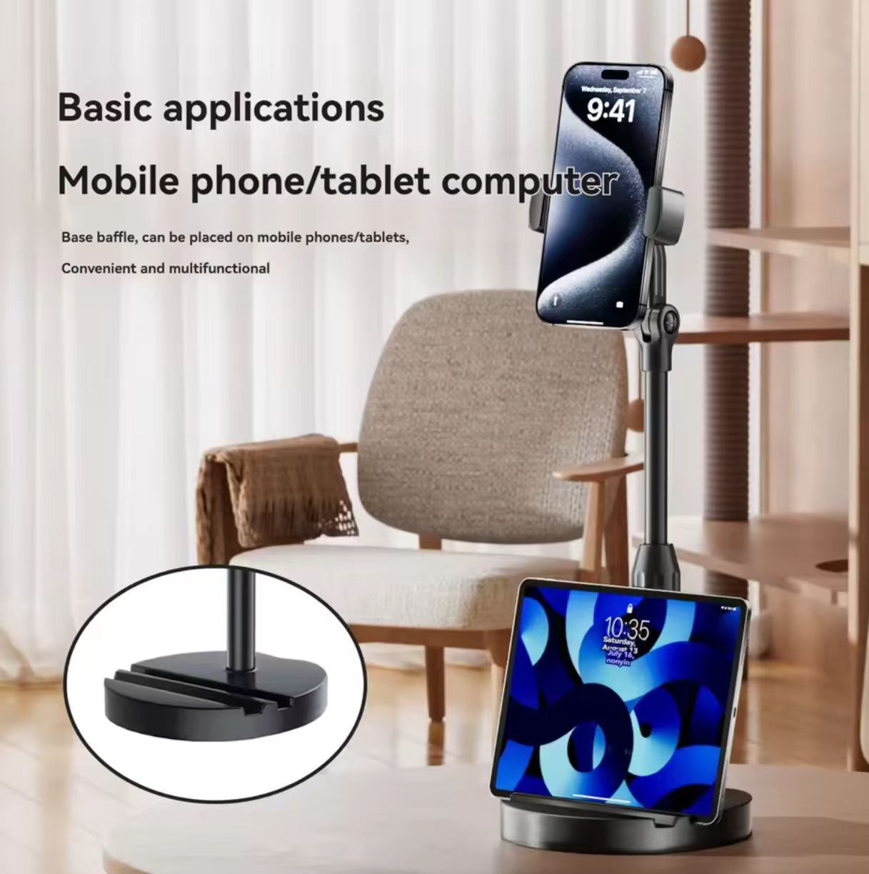 New Dual Slot Mobile Phone Stand For Live Streaming Live Broadcast Phone Holder Desk Table Stretchable Holder Table Mount For Cell Phones Support Holder