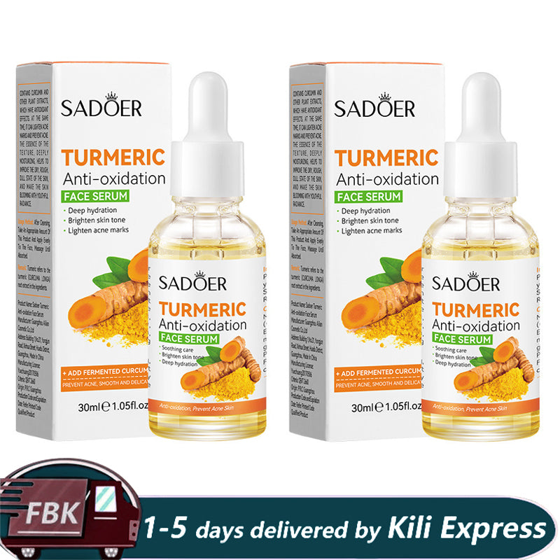 2 Pieces Tumeric Serum, Tumeric Face Serum (can Combine with Vitamin C Serum) for Deep Skin Hydrating Formula, c Skin Moistening, Moisturizer, Fade Dark Spots, Lighten Acne marks, 2 pieces 30ml