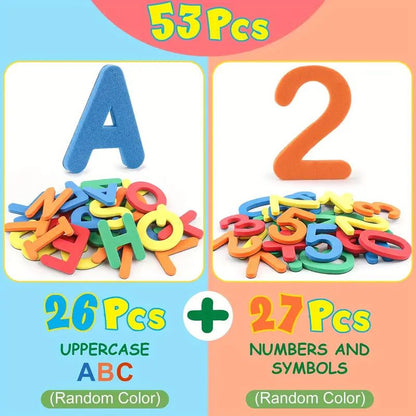 26-79pcs Magnetic Educational Stickers Magnetic Letters Numbers Alphabet ABC 123 Fridge Magnets Plastic Educational Preschool Learning Toy Set Uppercase Lowercase Math