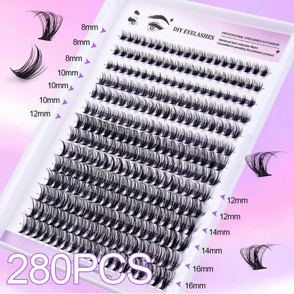 DIY sectional Fake eyelashes 14 rows with large capacity glue tweezers set eyelashes combination