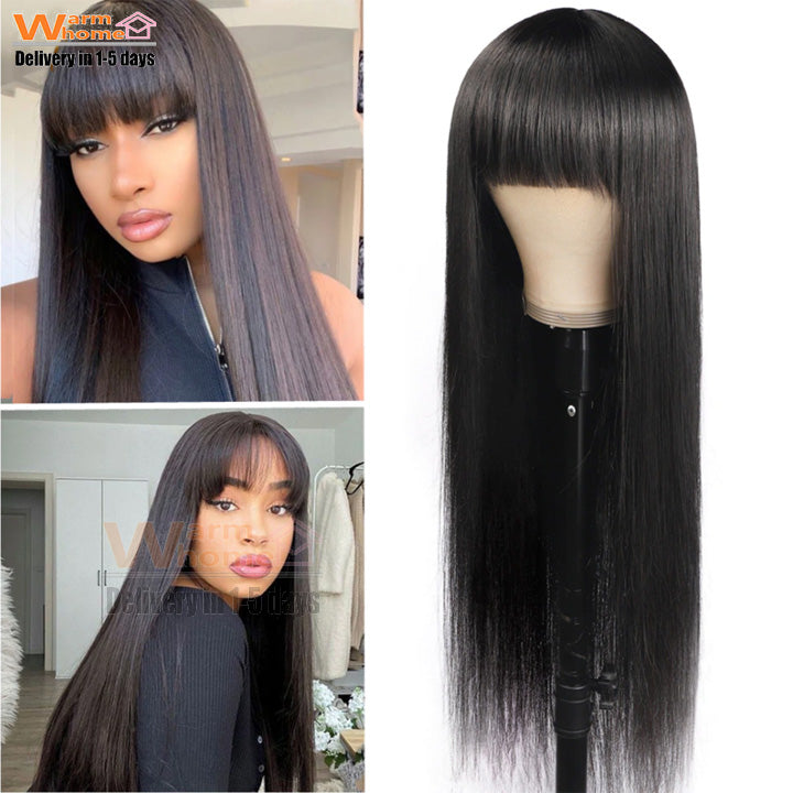 Premium 26inch Bangs Wigs Hair Synthetic Wigs Hair Ladies Long Straight Wigs for Black Women