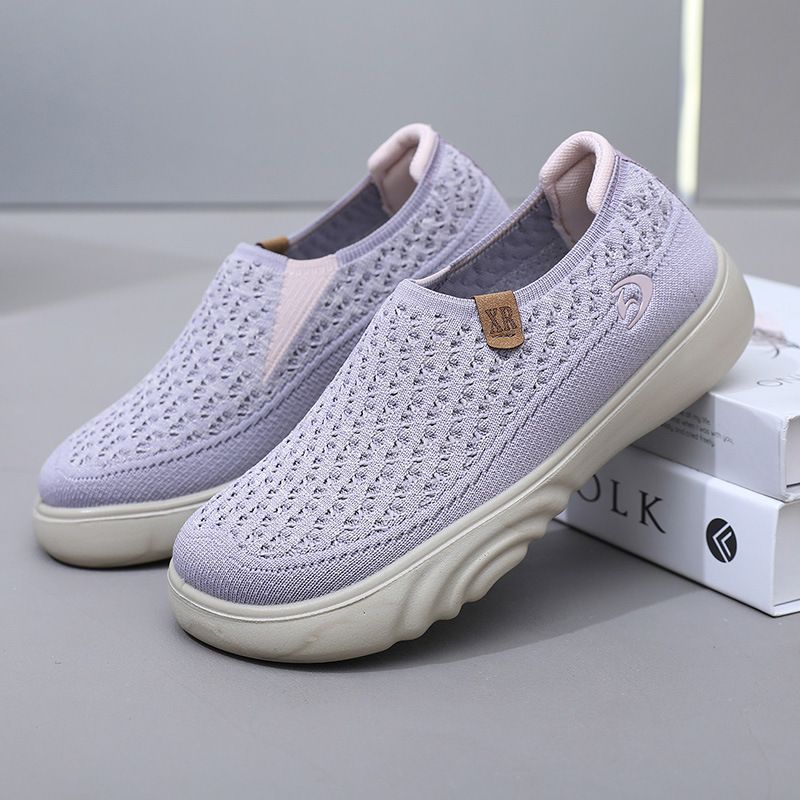 Autumn Shoes for Women Breathable Comfortable Slip-on Loafers Non-slip Thick Sole Casual Flat Shoes for Women Purple