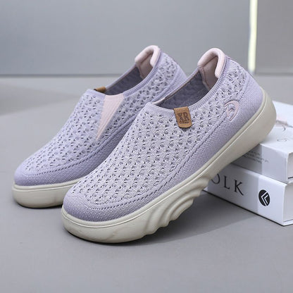Autumn Shoes for Women Breathable Comfortable Slip-on Loafers Non-slip Thick Sole Casual Flat Shoes for Women Purple