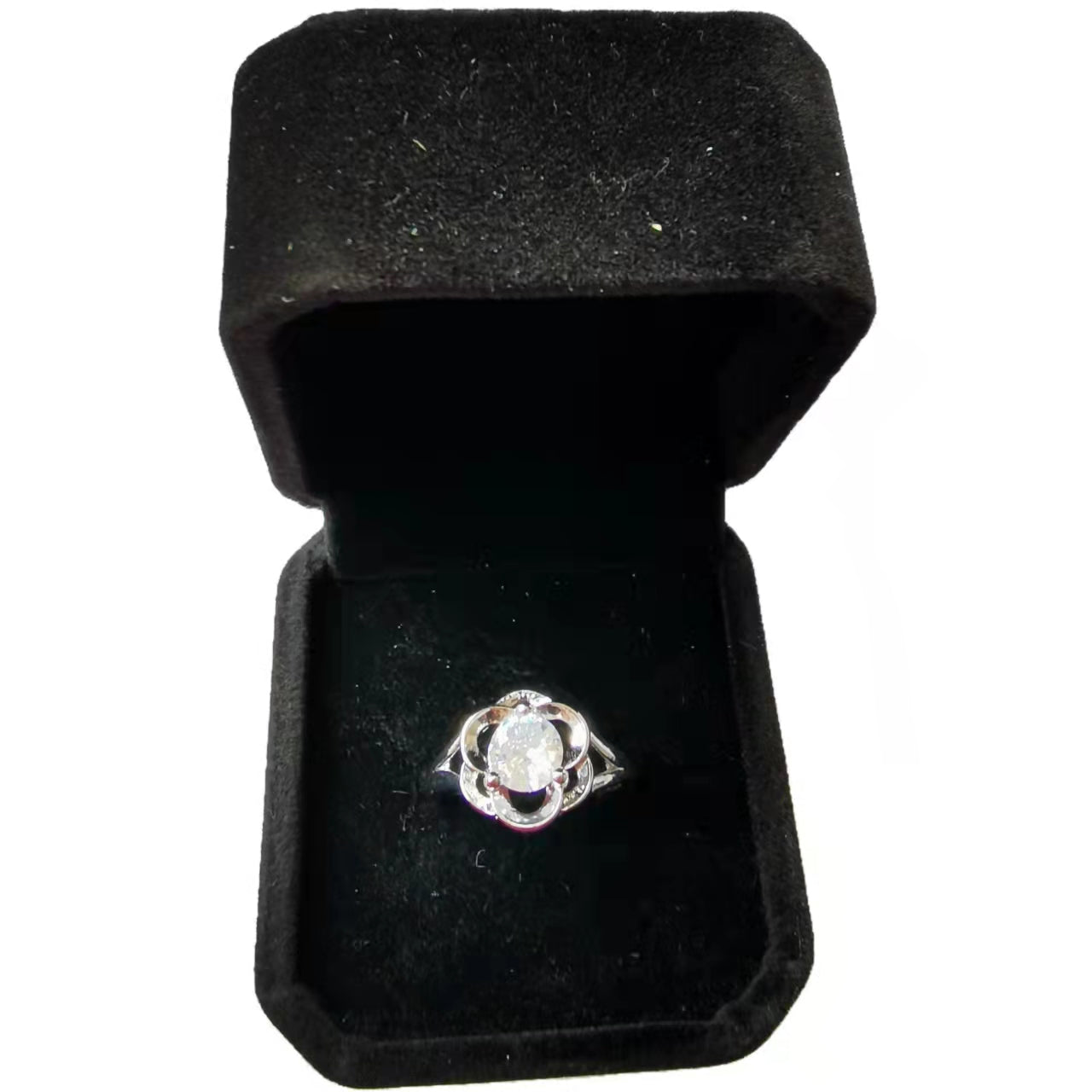 Classic Diamond Ring Jewelry Ladies Classical Wedding Engagement Ring Gift Silver adjustable