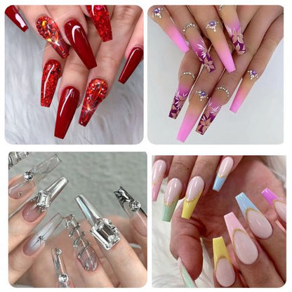 500pcs Half Cover Coffin Nail Tips, 10 Sizes Acrylic Ballerina Nail Tips with Box, White