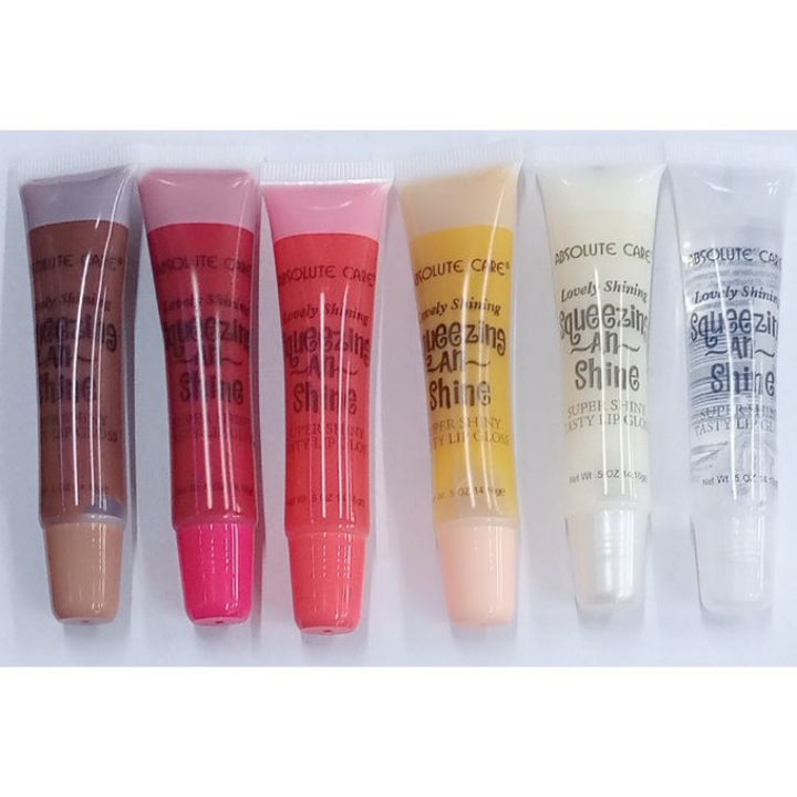 12Pcs Absolute Care or Miss Look Squeezing n Shine Lip Gloss Gel Balm