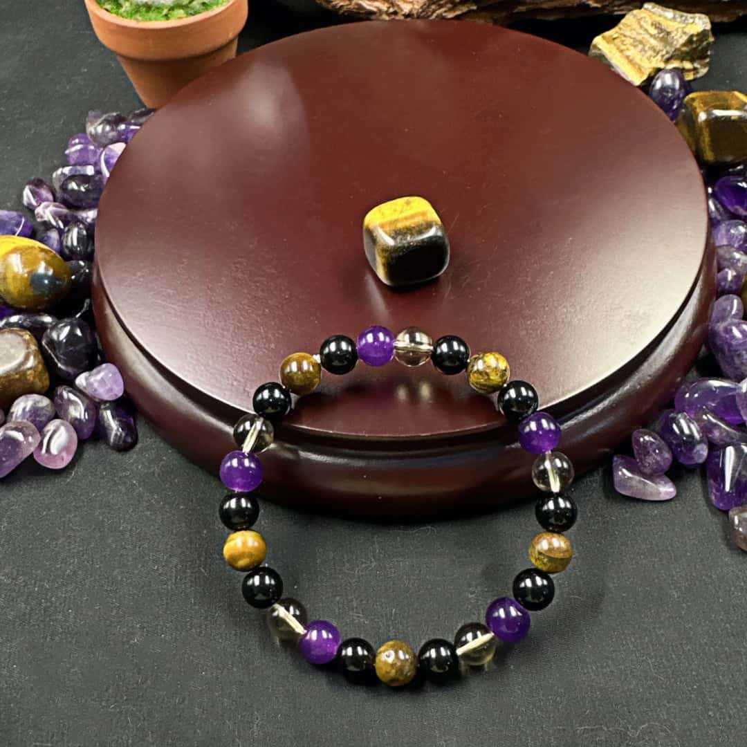 Bracelet Tiger Eye Stone Tea Crystal Amethyst Obsidian Fashion Bracelet