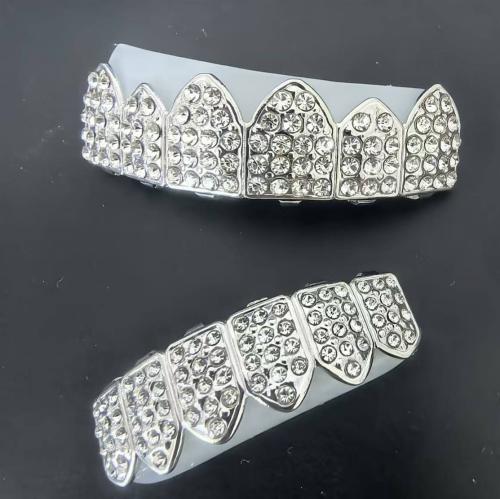 Teeth grillz mouth man/woman iced tooth cap top&bottom teeth grillz sets for men/women hip hop rapper body jewelry fashion accessories party jewelry