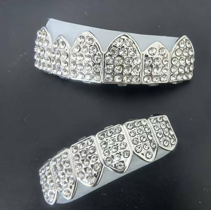 Teeth grillz mouth man/woman iced tooth cap top&bottom teeth grillz sets for men/women hip hop rapper body jewelry fashion accessories party jewelry
