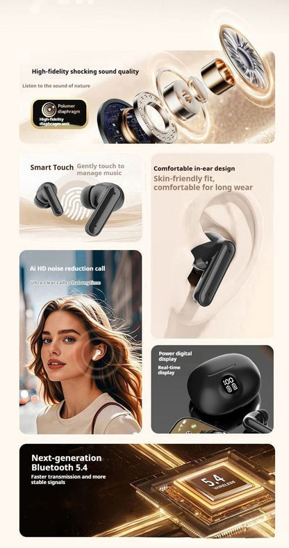 RichRipple New GT11 TWS Wireless Earphone Sports Earphods Digital LED Display Stereo Earphones with Mic 5.3 Bluetooth Type-C