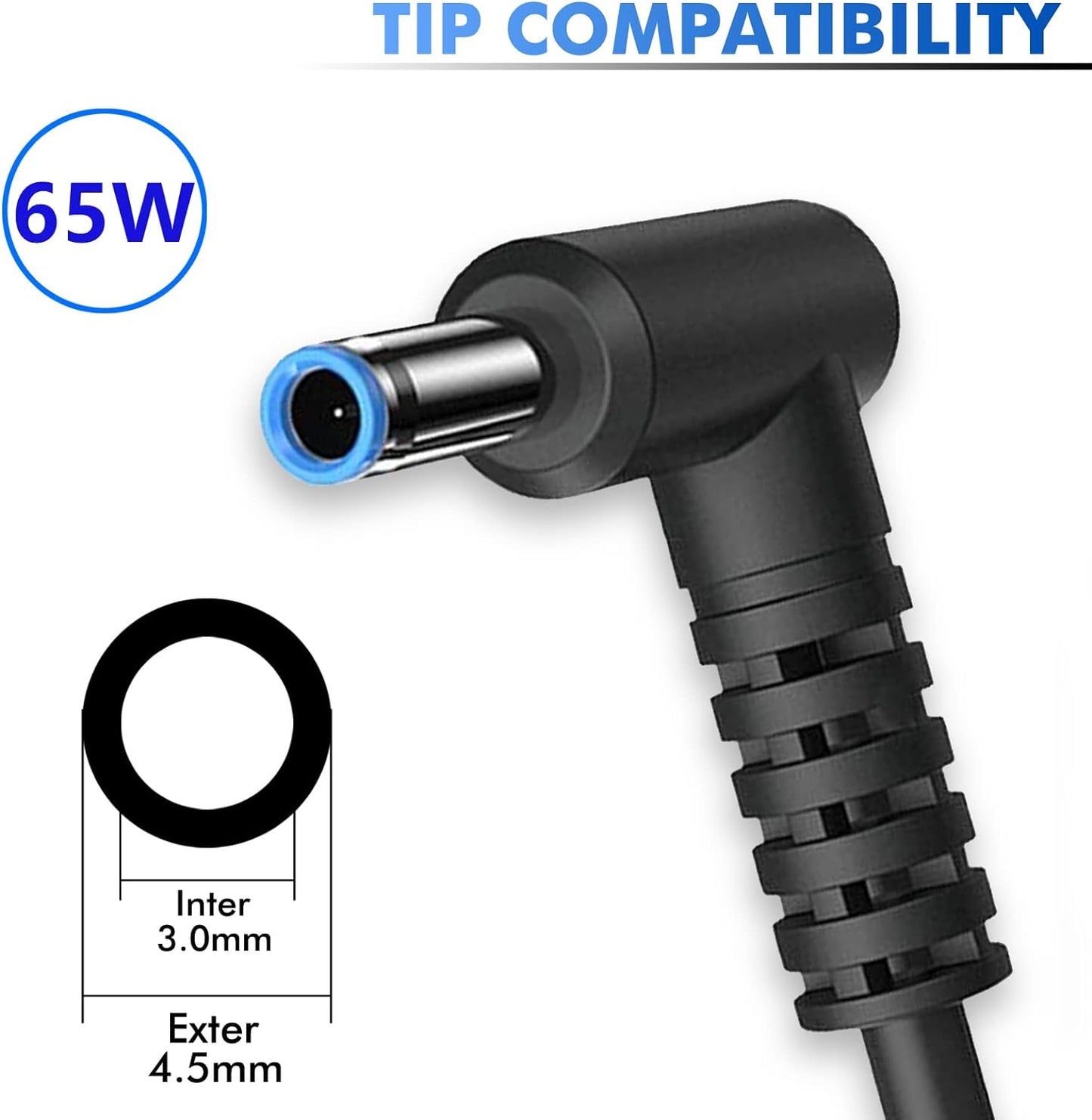 65W HP Laptop Adapter Charger,19.5V 3.33A Power DC 4.5x3.0mm Supply for HP Pavilion x360 11 13 15, HP ProBook 450 430 440 446 455 470 G8 G7 G6 G5 G4, HP EliteBook 840 G5