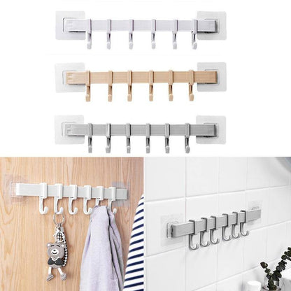 UPHUI 6 Hook Assembly Adhesive Hook Row Hook Towel Rack Kitchen Storage Rack Bathroom Wall Hanging Hook Multifunctional Key Hook