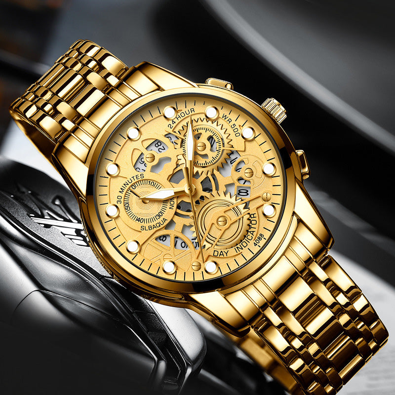Men Watches Quartz Luxury Hollow Out Watch Top Brand Fashion Sport Business Calendar Wristwatch