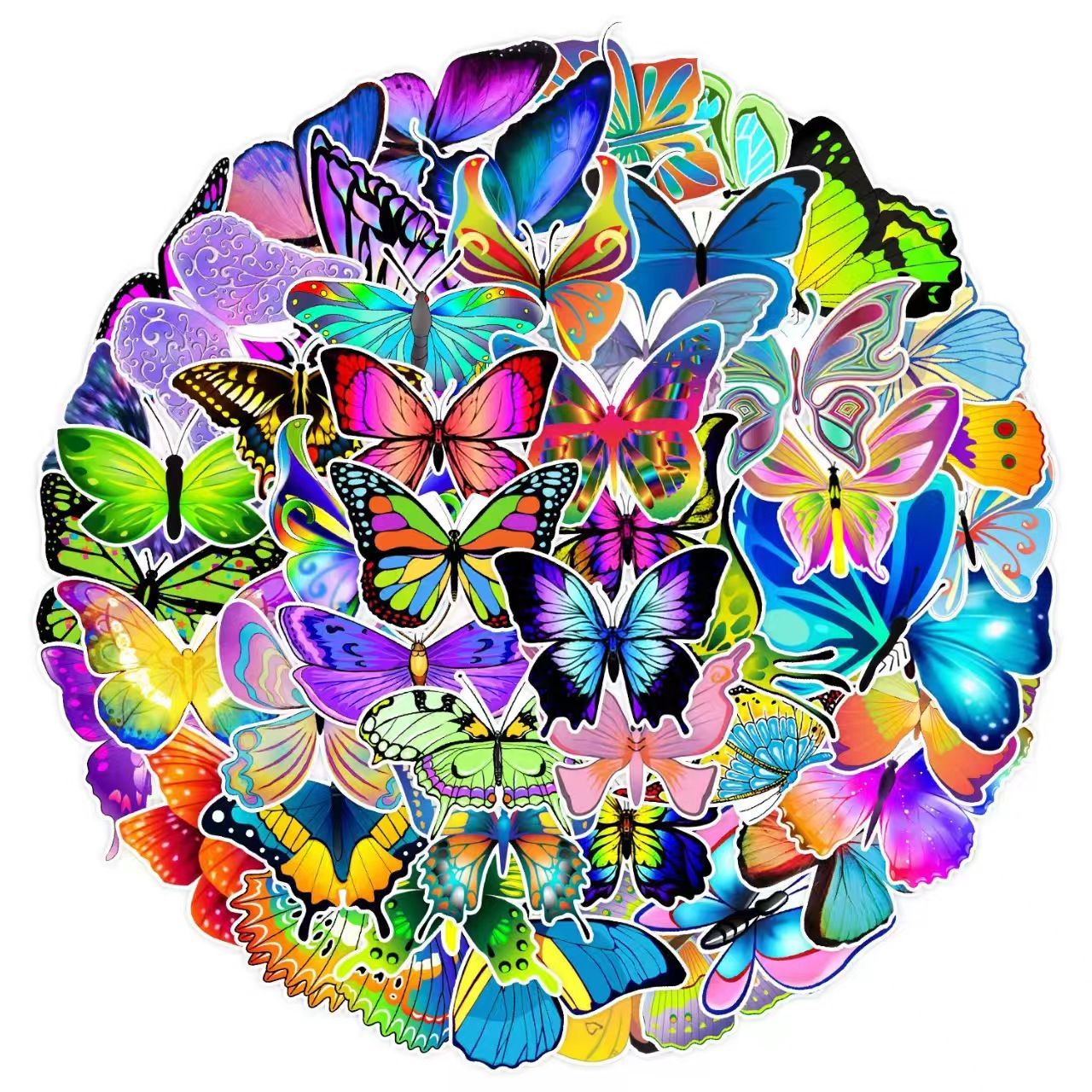 UPHUI 50PCS Stylish Universal DIY Butterfly Stickers Boho Graffiti Stickers for DIY Luggage Laptops Skateboards Motorcycle Bikes Suitcase Decals Graffiti Stickers