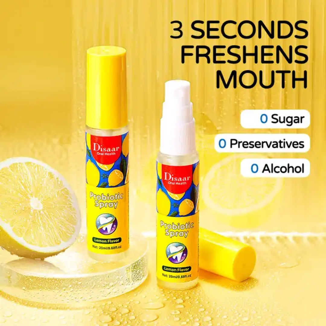 Probiotic Spray Fresh Breath Lemon Flavor Remove Oral Odor Bad Breath Mouth Portable Freshener - Disaar