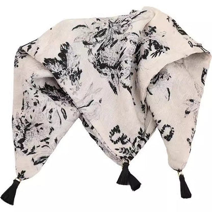 Ink wash Danqing~New Chinese style square scarf, large intestine headband, women's high-end feeling, retro square large headband hair accessory