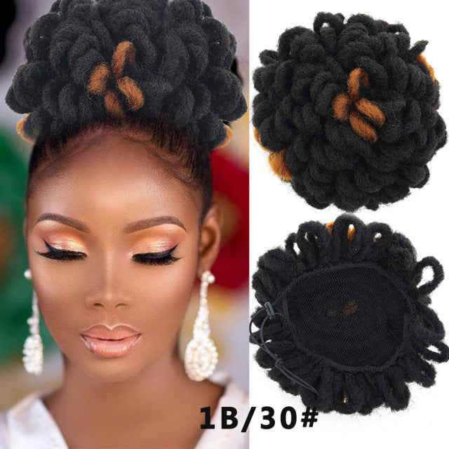 Synthetic DreadLock Afro Puff Hair Bun Chignon Drawstring Ponytail Faux Locs Clip In Pony Tail Hair Pieces for Black Women