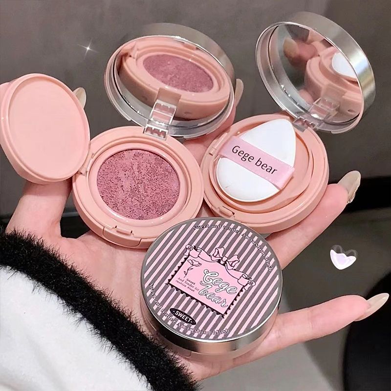 Sweet color transparent and tender air cushion powder blusher cream matte natural brightening beauty repair girl vitality sense monochrome rouge
