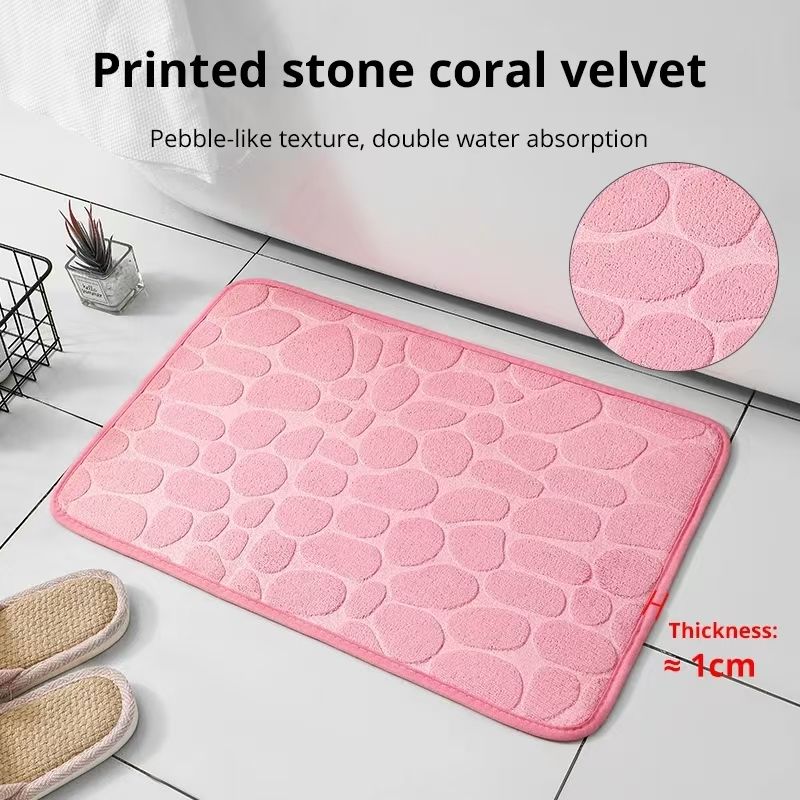 Coral Velvet Floor Rug Bath Rugs Kitchen Non-slip Carpet Bathroom Mat Foot Mat Entranceway Washable Dirty Resistant Floor Mat