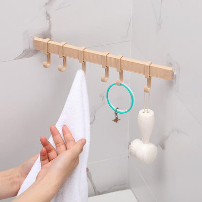 UPHUI 6 Hook Assembly Adhesive Hook Row Hook Towel Rack Kitchen Storage Rack Bathroom Wall Hanging Hook Multifunctional Key Hook