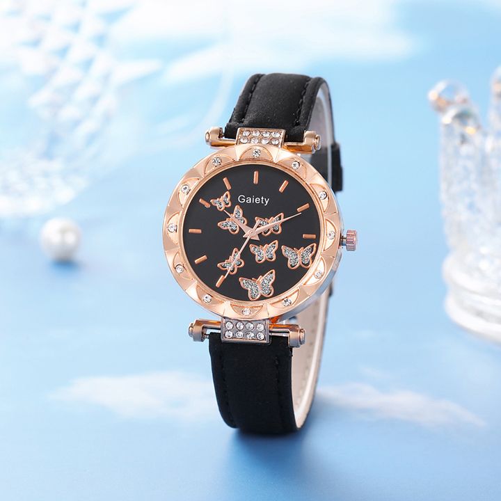 Butterfly Watches Luxury Brand Leather Quartz Women's Watch Ladies Fashion Watch Women Wristwatch Clock For Valentines Gift Favorite Women Giftes