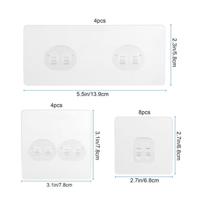 16pcs Shower Caddy Adhesive Hooks, Waterproof Adhesive Hooks Mount Replacement, No Drilling Sticky Hanging Hook(8pcs 7x7cm+4pcs 8x8cm+4pcs 14x6cm)