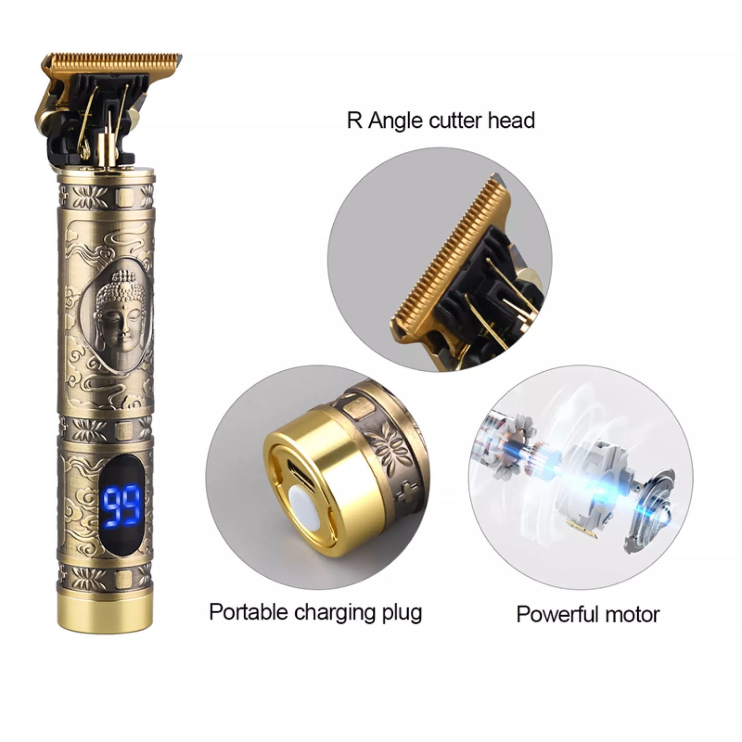 LCD Display Hair Trimmer USB Rechargeable Clipper Coreless Men&apos;s Beard Shaver Haircut Sharp Blade