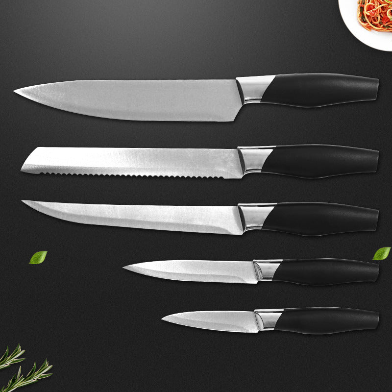 5in1 Kitchen Stainless Steel 5 pieces Cutter Set Knifes Set Trenchant Sword Chef's Knife Household Fruit Knife Bread Knife Paring knife