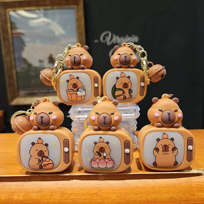 New Capybara Light-Up Tv Keychain Capybara Schoolbag Gift Claw Machine Small Pendant