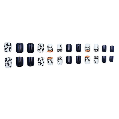Nail cute cow cartoon fake finger can be re-used nail shine nail paste 24 nail patch Nail patch Wear nail removable nail sticker