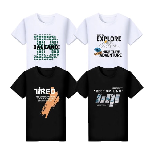 4 PCS T-Shirts Men Tops Tees Polos Male Clothing