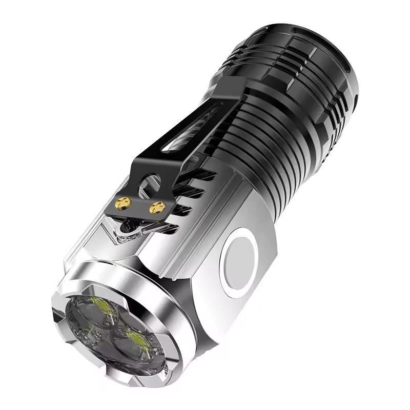 Strong Light Three-eye Rechargeable Flashlights Portable Long-lasting LED Light Multi-speed Adjustment Strong Light Long Shot Outdoor Lighting Torches Camping Light Emergency Work Light