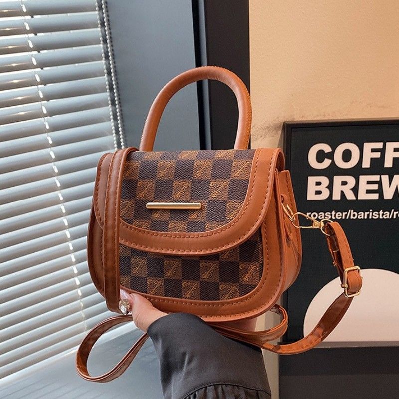 Mateamoda Mini Checkered Crossbody Bag with Top Handle Handbag