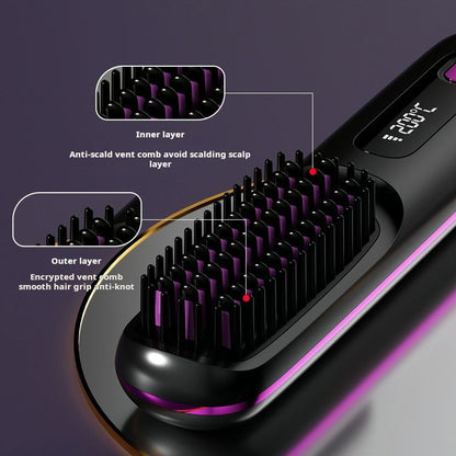 Hot Comb New wireless straight hair comb, rechargeable ceramic electronic comb MINI straightener, portable and non damaging hair comb