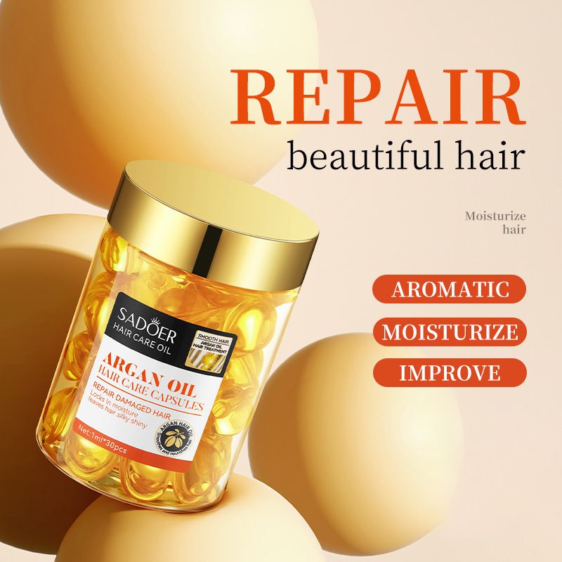 Hair Care Oil-Moroccan Argan Oil Hair Care Capsules,Moisturize&Nourish Hair,Repair Damage
