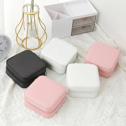 Mini Jewelry Storage Box Portable Home Travel Earrings Necklace Storage Case for Women Ring Organizer PU Leather Display Case