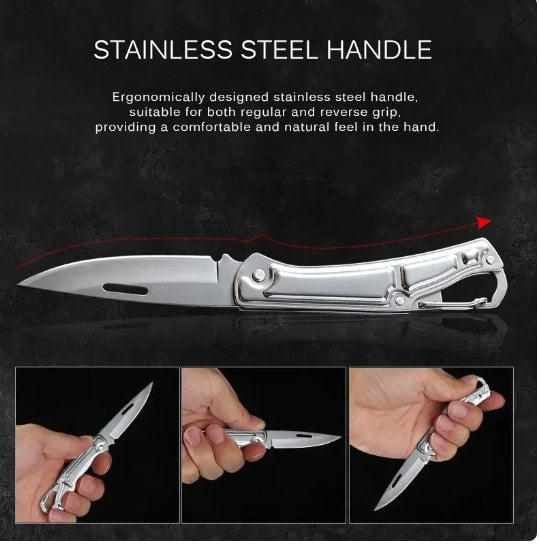 Pocket Folding Fruit Knife, Stainless Steel Outdoor Knife with Non-slip Handle for Kitchen Accessories