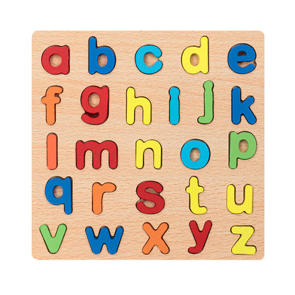 Wooden Digital Letter Geometric Figure Building Block Hand Grab Board Toy Children's English Early Education Jigsaw Puzzle