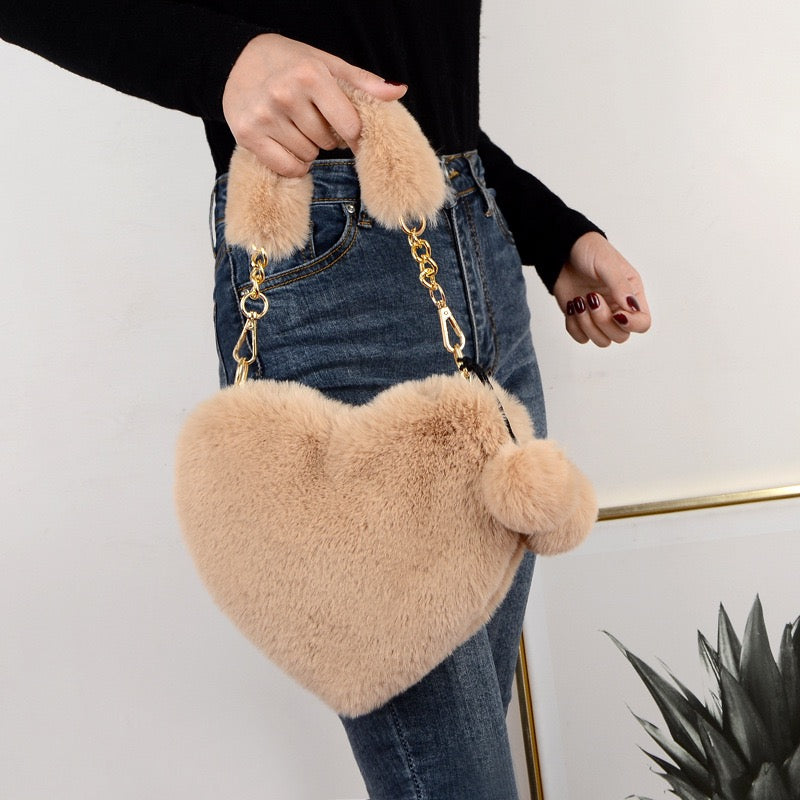 New Arrival Women's Bags Imitation Rabbit Hair Cute Fashion Love Bag Women's Handbag Plush Bag