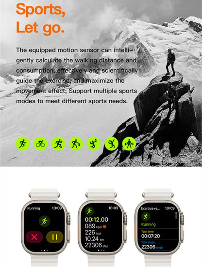 RichRipple U9 Ultra Smart Watch Strap 49mm 2.01 Inch Full Touch Screen Sports Fitness Watch IP68 Waterproof Bluetooth Smart Watch