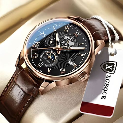 New Arrivals 2025 Men Watches Fashion Top Luxury Luminous Calendar Men's Sport Watch Quartz Male Wristwatch Moon Phase Leather Strap Wrist Watch Date Watches Man clock