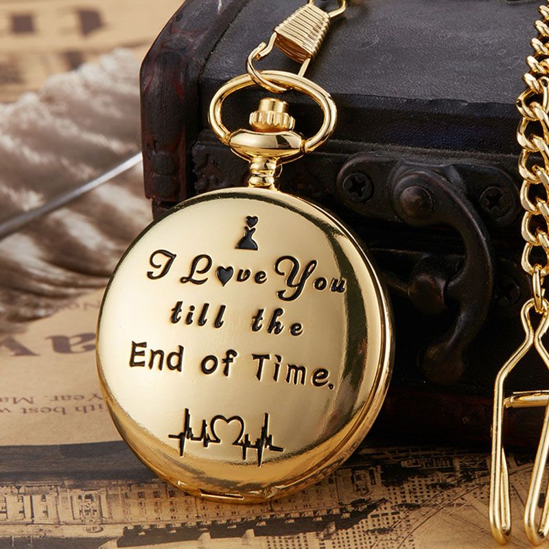 Classic Popular Pocket Watch Antique Steampunk Vintage Roman Numerals Quartz Pocket Watch Gold Case Necklace Pendant Clock Chain Mens Women Quartz Watches Gift For Son
