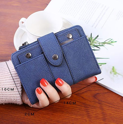 Women's stylish, frosted, flip-top, high-quality classic purse wallets is compact, delicate and practical