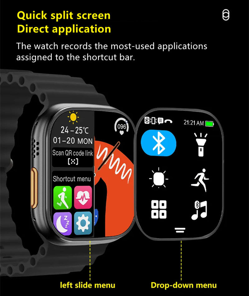 RichRipple Newest 4in1 Ultra Smart Watch Strap 49mm 2.2inch Full Touch Screen Sports Fitness Watch IP68 Waterproof Bluetooth Call Smart Watch