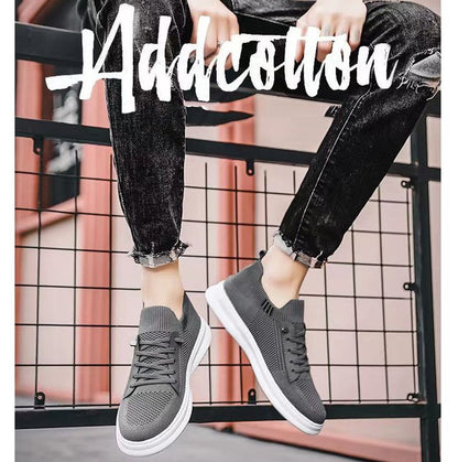 Men's mesh breathable fly woven shoes with soft soles fashionable and trendy casual shoes gray