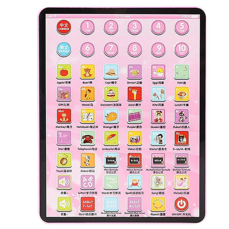 Kids Early Learning Education Touch Screen Mini iPad Learning Tablet Chinese English Machine Electronic Touch Pad Funny Interactive Learning Study Toy Laptop Kids Educational Toys Gift For Boys Girls