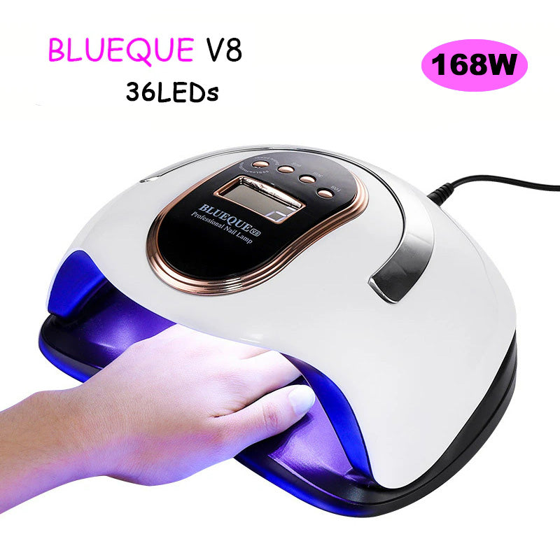 168W Bluecue Nail Dryer 36 Led UV Lamp LED UV Light Nails Dryer Manicure Dry Gel Polish Lamp Automatic Sensing Gel Polish Drying Lamp For Nail Art Salon Tools